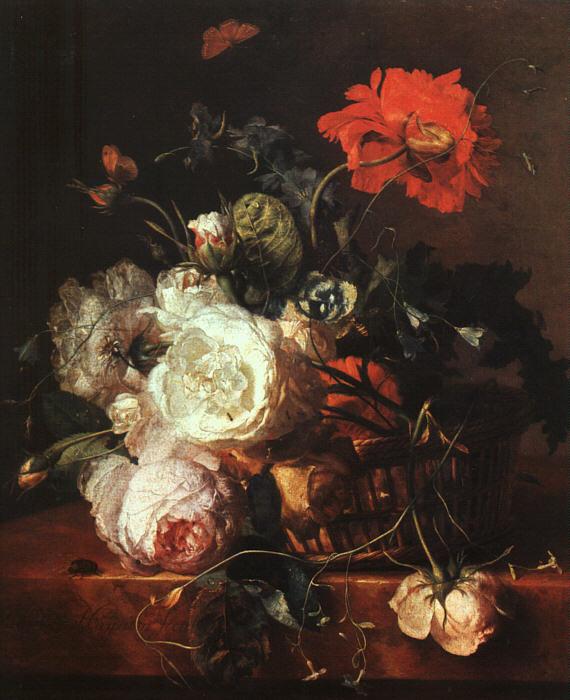 HUYSUM, Jan van Basket of Flowers sf Germany oil painting art